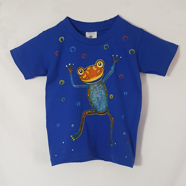 Παιδικό μπλουζάκι για αγόρι, βατραχάκι ζωγραφισμένο στο χέρι, σε διάφορα χρώματα. - αγόρι, παιδικά ρούχα, 100% βαμβακερό