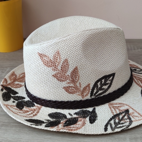Ψάθινο καπέλο Panama -Leaves - ψάθινα - 3