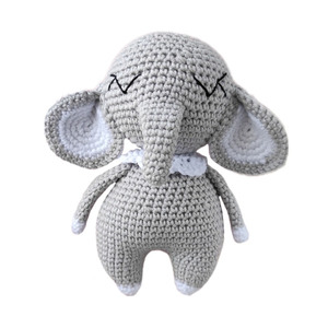 Πλεκτό κουκλάκι amigurumi γκρι ελέφαντας - ύψος 14 εκ - δώρο, λούτρινα, amigurumi - 3