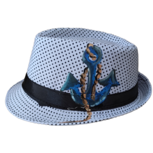 Καπέλο παιδικό γαλάζιο με πουά με άγκυρα - καπέλα