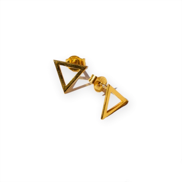 Minimal τρίγωνα σκουλαρίκια ασήμι επιχρυσωμένο 22Κ - ασήμι, επιχρυσωμένα, γεωμετρικά σχέδια, καρφωτά, μικρά