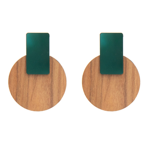 Σκουλαρίκια Ξύλινα "Mirror Roundies" - ξύλο, καρφωτά, boho, μεγάλα, καρφάκι