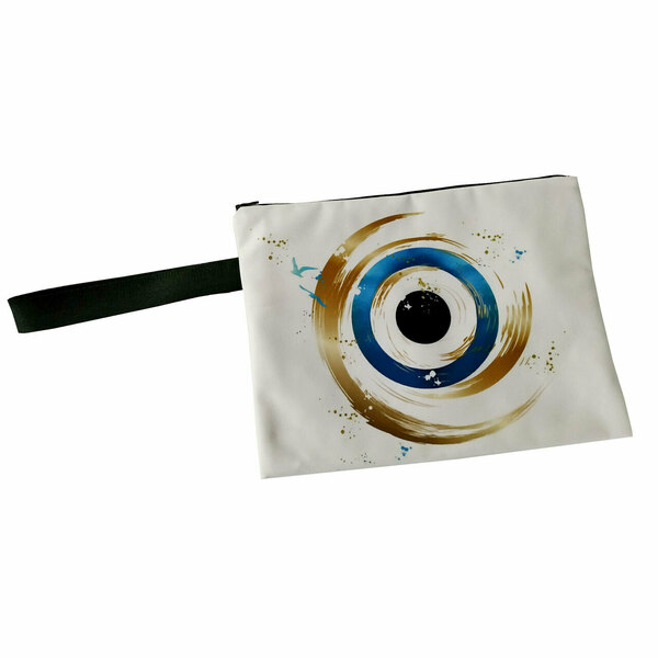 Τσάντα φάκελος χειρός από ύφασμα με εκτύπωση prints flat handbag 31X23 εκ "WHITE EYE" - ύφασμα, φάκελοι, μεγάλες, all day, χειρός - 3
