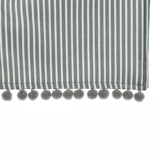Βαμβακερή πετσέτα θαλάσσης με μονόγραμμα / γκρι με πον πον / 150x80εκ. - όνομα - μονόγραμμα, pom pom, personalised - 2