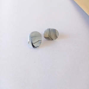 Οβάλ καρφωτά σκουλαρίκια από πηλό και ατσάλι - πηλός, χειροποίητα, ατσάλι - 2