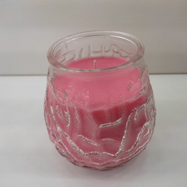 Κερί αρωματικό 350 γρμ ρόζ με άρωμα βανίλια σε γυάλινο ποτήρι πορταβέλα 10εκΧ7εk - αρωματικά κεριά - 3
