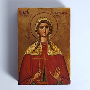 Αγία Κυριακή. Βυζαντινή Αγιογραφία, ελαφρώς παλαιωμένη, σε ξύλο με επιχρυσωμένο φόντο. - πίνακες & κάδρα, πίνακες ζωγραφικής, εικόνες αγίων - 3