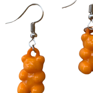 Σκουλαρίκια αρκουδάκια πορτοκαλί - πλαστικό, αρκουδάκι, κρεμαστά, γάντζος - 2