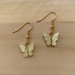 Σκουλαρίκια πεταλούδες κίτρινα - χαλκός, πεταλούδα, κρεμαστά, γάντζος - 3