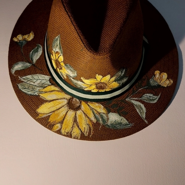 Ψάθινο καπέλο- Ηλίανθοι - ψάθινα - 4