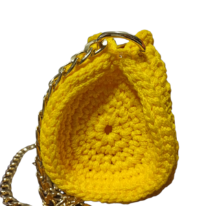Χειροποίητη πλεκτή κίτρινη τσάντα - νήμα, ώμου, πλεκτές τσάντες, βραδινές, μικρές - 2