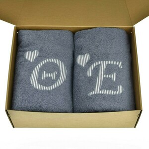 Δώρο γάμου / 2 γκρι πετσέτες θαλάσσης με μονογράμματα - δώρα γάμου, mr & mrs, ζευγάρια