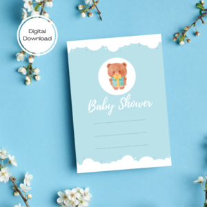 Εκτυπώσιμη προσκλητήρια κάρτα Baby Shower boy(10x13) - κάρτες, προσκλητήρια