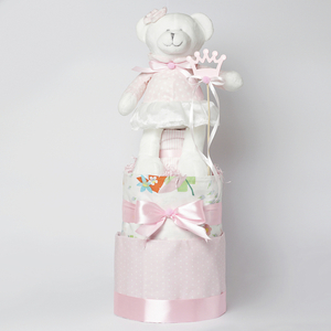 3 Όροφο Diaper Cake - Baby Pink - κορίτσι, σετ δώρου, diaper cake