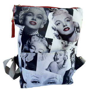 Γυναικεια τσαντα πλατης χειροποιητο backpack απο ύφασμα με μοτίβο τη Marilyn Monroe - ύφασμα, πλάτης, σακίδια πλάτης, all day, γιορτή της μητέρας
