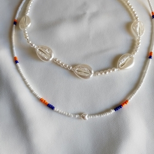 Κολιέ με λευκή καρδούλα - charms, καρδιά, χάντρες, κοντά, seed beads
