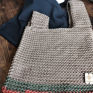 Χειροποίητη πλεκτή τσάντα καρπού crochet 28Χ26X14cm - νήμα, χειρός, tote, πλεκτές τσάντες, μικρές - 4