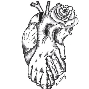 Poster/Αφίσα Καρδιά-Χέρι (Α4) - αφίσες, πίνακες ζωγραφικής
