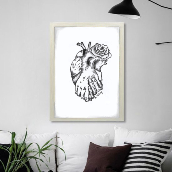 Poster/Αφίσα Καρδιά-Χέρι (Α4) - αφίσες, πίνακες ζωγραφικής - 2