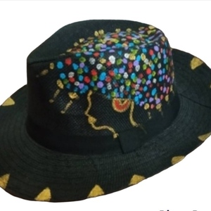 Ψάθινο καπέλο με σχέδιο African - ψάθινα
