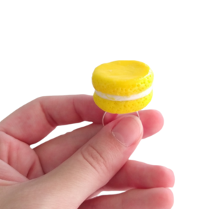 Δαχτυλίδι macaron κίτρινο με πολυμερικό πηλό / μεγάλο / μεταλλική βάση / αυξομειούμενο / Twice Treasured - πηλός, cute, γλυκά, αυξομειούμενα, kawaii - 2