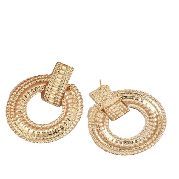 Gold earrings - χαλκός, καρφωτά, μικρά, boho, φθηνά - 2