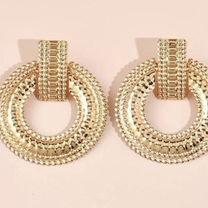 Gold earrings - χαλκός, καρφωτά, μικρά, boho, φθηνά - 3