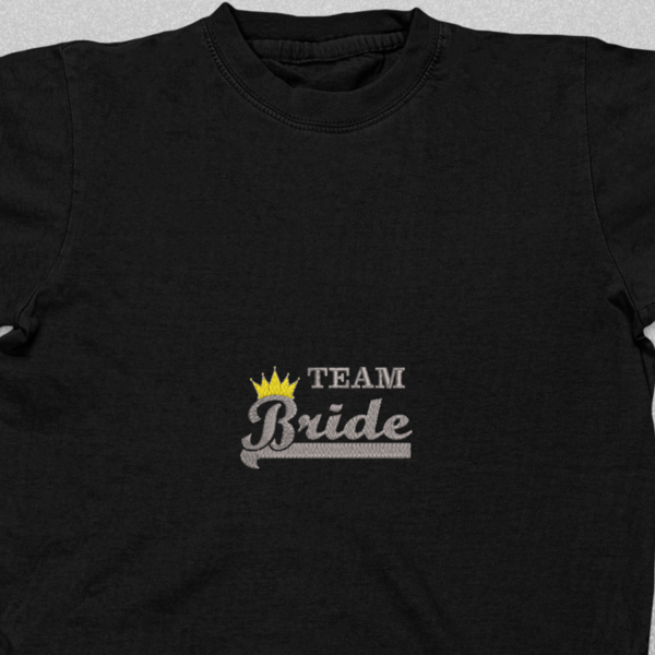Σετ 4τμχ Βαμβακερό μπλουζάκι για Bachelorette party με κεντητό σχέδιο Bride team royal - κεντητά - 3