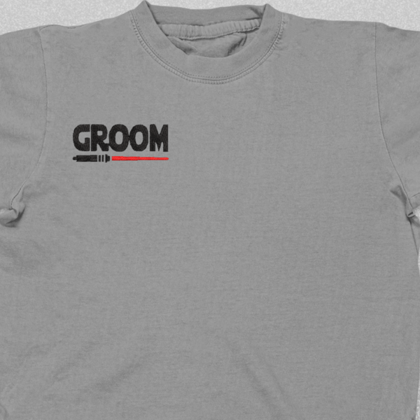 Βαμβακερό μπλουζάκι για Bachelore party με κεντητό σχέδιο Groom / star wars - 4