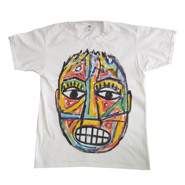 Handpainted T-shirt (M) / Ζωγραφισμένο Κοντομάνικο Μπλουζάκι / Λευκό 100% Βαμβάκι / Μέγεθος (M) / S007 - ζωγραφισμένα στο χέρι, t-shirt
