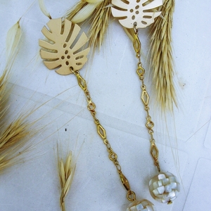 summer golden earrings - επιχρυσωμένα, ατσάλι, κρεμαστά, μεγάλα, καρφάκι