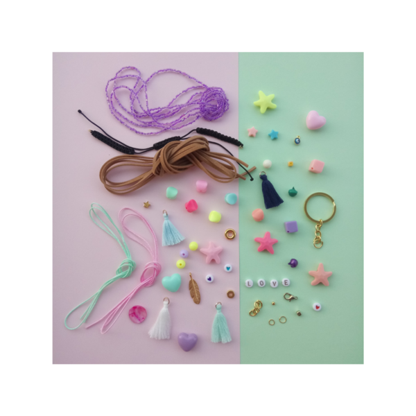 Σετ Κατασκευής Κοσμημάτων σε Παστέλ Αποχρώσεις ♥ Παιδικές Χειροτεχνίες για Κορίτσια The Pink Feather - βραχιόλι παιδικό