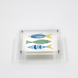 Κουτί plexi glass με ζωγραφισμένα ψάρια μέσα στο καπάκι (ψυχροί τόνοι) - ψάρι, οργάνωση & αποθήκευση, plexi glass, κουτιά αποθήκευσης
