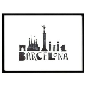 Κάδρο " Barcelona¨ με μαύρη συνθετική κορνίζα (31 χ 22 εκ. ) - πίνακες & κάδρα