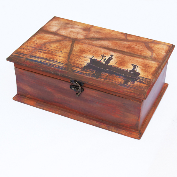 Ξύλινο κουτί διαστάσεων 23,5cm*18cm*10cm . - ξύλο, καράβι, διακοσμητικά, αξεσουάρ γραφείου
