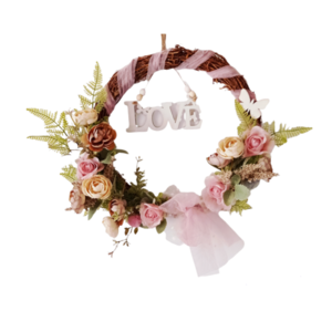 Στεφάνι διακοσμητικό γάμου πολύχρωμα παστέλ λουλούδια 30*30*2εκ. - στεφάνια, γενική διακόσμηση