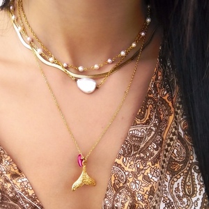 Mermaid necklace. - ημιπολύτιμες πέτρες, charms, ψάρι, ατσάλι, γοργόνα - 2