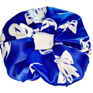 Scrunchie λαστιχάκι μαλλιών μπλε “Santorini” normal size - ύφασμα, λαστιχάκια μαλλιών
