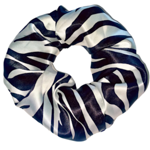 Scrunchie λαστιχάκι μαλλιών σατέν “Zebra” normal size - ύφασμα, animal print, λαστιχάκια μαλλιών