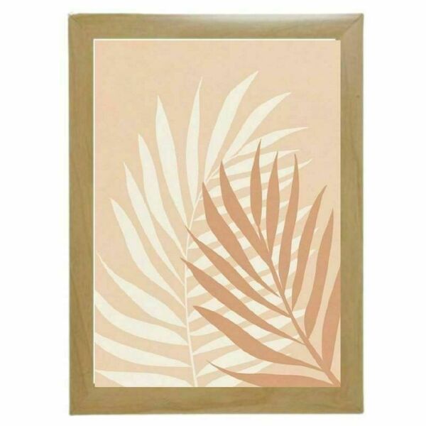 Ξύλινο κάδρο abstract art print " leaves " σε αποχρώσεις ροζ-μπεζ-λευκό (32 χ 22 εκ. ) - πίνακες & κάδρα, διακόσμηση σαλονιού