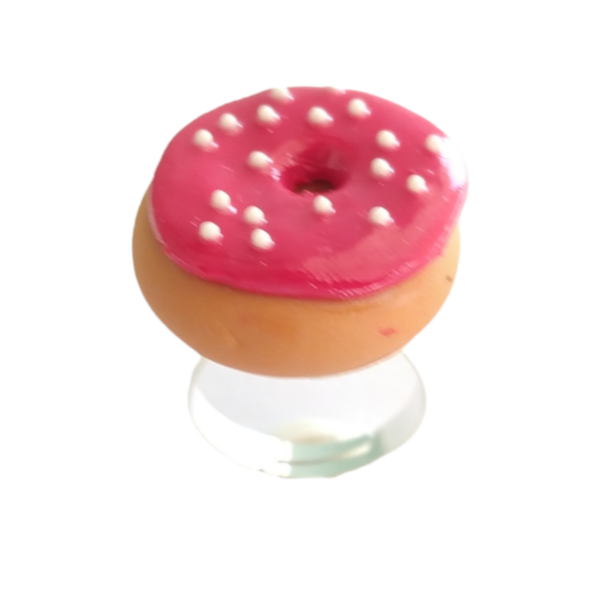 Δαχτυλίδι donut με κόκκινο glaze και λευκά sprinkles με πολυμερικό πηλό / μεγάλο / μεταλλική βάση / αυξομειούμενο / Twice Treasured - πηλός, cute, γλυκά, αυξομειούμενα, kawaii