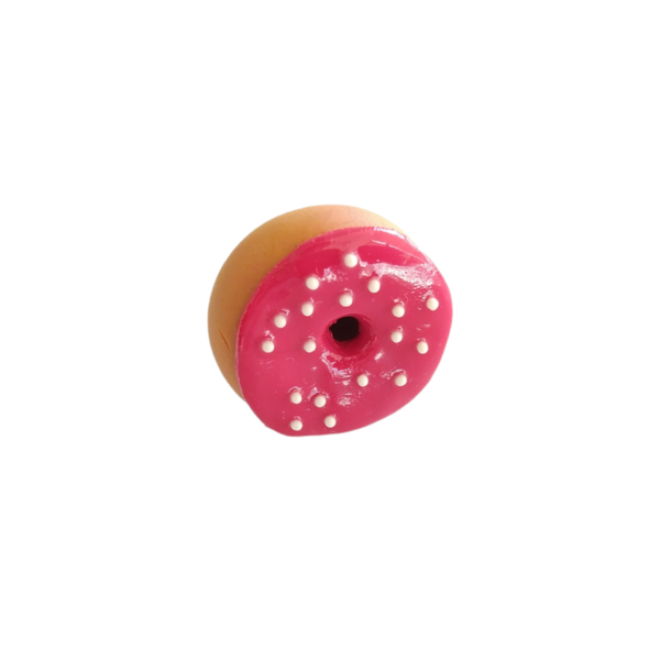 Δαχτυλίδι donut με κόκκινο glaze και λευκά sprinkles με πολυμερικό πηλό / μεγάλο / μεταλλική βάση / αυξομειούμενο / Twice Treasured - πηλός, cute, γλυκά, αυξομειούμενα, kawaii - 2