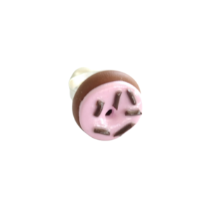 Δαχτυλίδι donut σοκολάτας με ροζ glaze και sprinkles σοκολάτας με πολυμερικό πηλό / μεγάλο / μεταλλική βάση / αυξομειούμενο / Twice Treasured - πηλός, cute, γλυκά, αυξομειούμενα