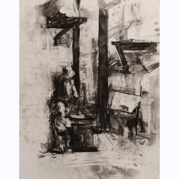 Ασπρόμαυρο σχέδιο εσωτερικός χώρος, κάρβουνο σε χαρτί 70cmx50cm - πίνακες & κάδρα, πίνακες ζωγραφικής