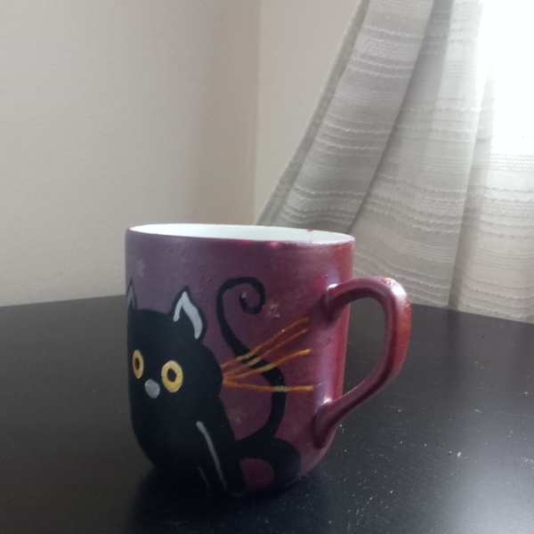 cat mug μωβ γάτα κούπα πορσελάνης - πορσελάνη, κούπες & φλυτζάνια - 5
