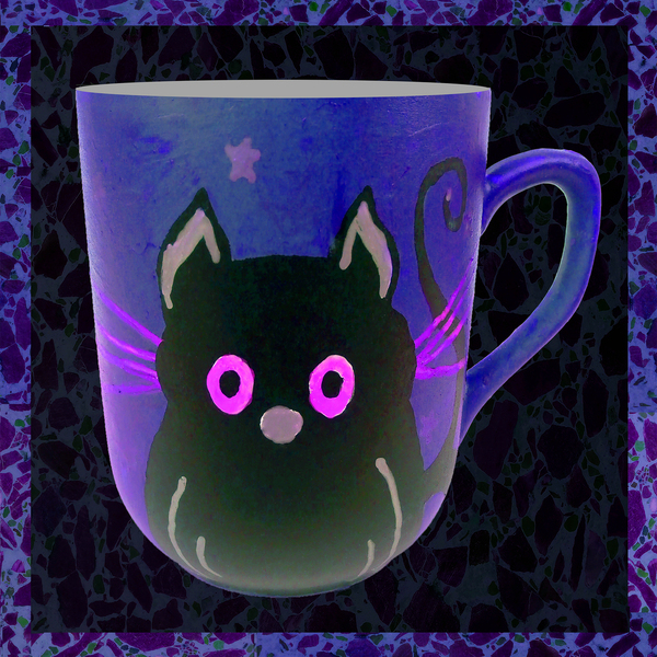 cat mug μπλε γάτα κούπα πορσελάνης - πορσελάνη, κούπες & φλυτζάνια