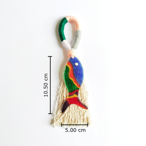 Γούρι ψαράκι πολύχρωμο κάθετο, γυάλινο 10.50x5.00cm - μπομπονιέρα, με φούντες, χειροποίητα, γούρια - 5