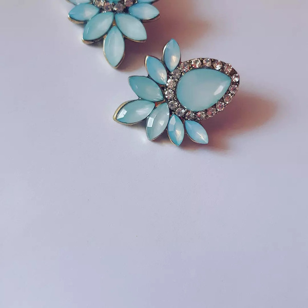 Blue crystal earrings - ορείχαλκος, καρφωτά, νυφικά - 3