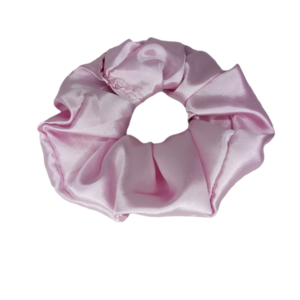 Baby pink satin scrunchie - ύφασμα, χειροποίητα, λαστιχάκια μαλλιών - 3