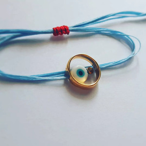 Evil eye bracelet - γυαλί, επιχρυσωμένα, καρδιά, μακραμέ, χεριού